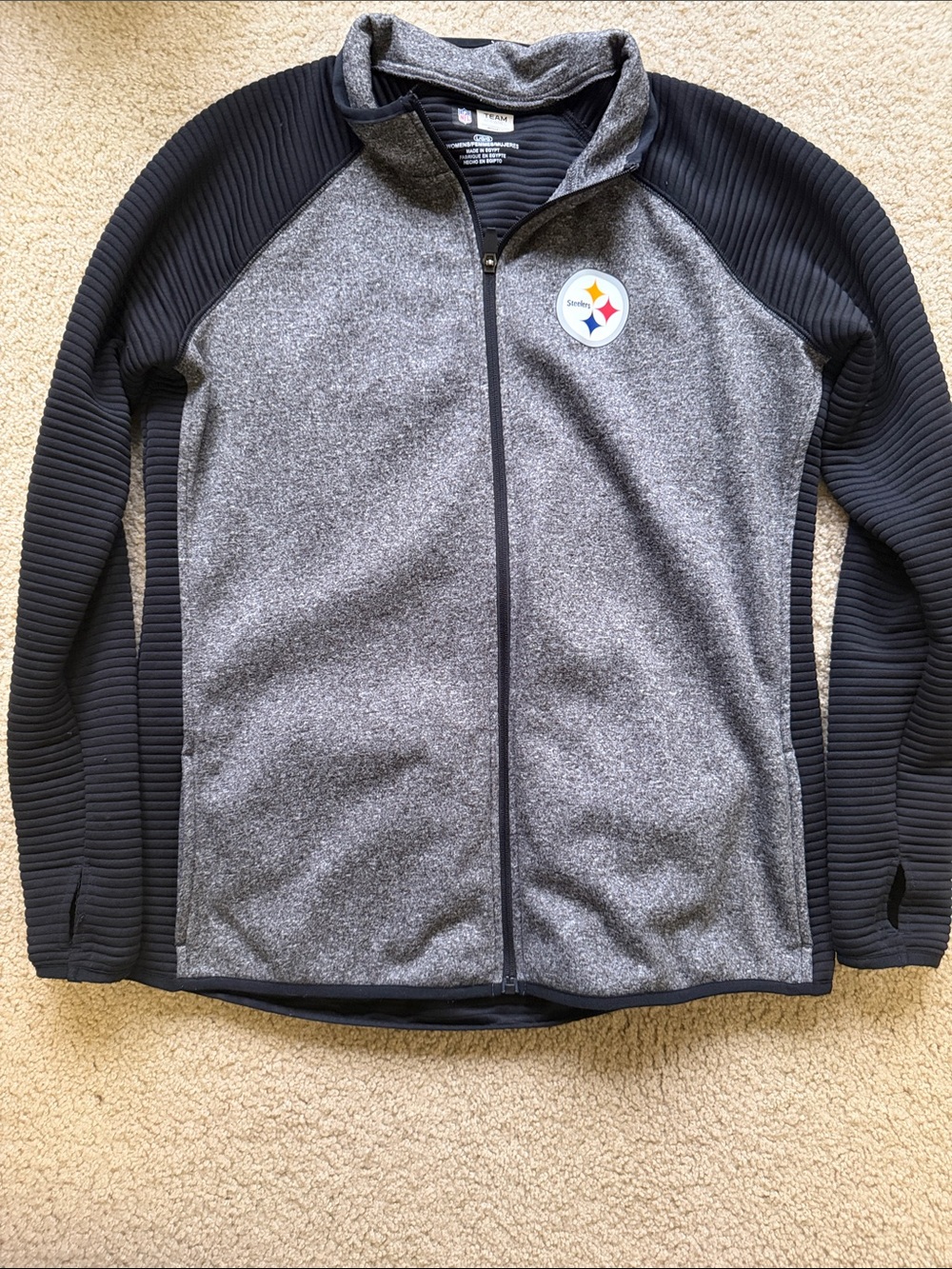 NFL Pittsburgh Steelers Gray & Black Full-Zip Lightweight Jacket